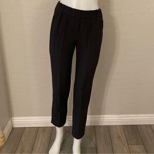 BRUNELLO CUCINELLI Black Pleated Silk Blend Pull-On Ankle Pant